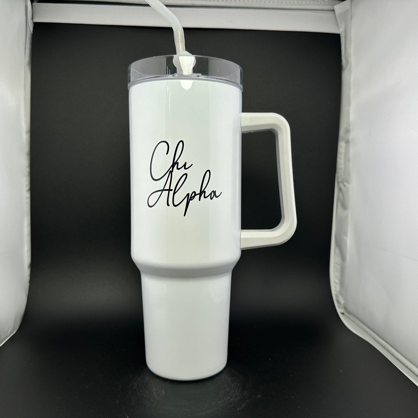 Chi Alpha Script 40oz Traveler Tumbler