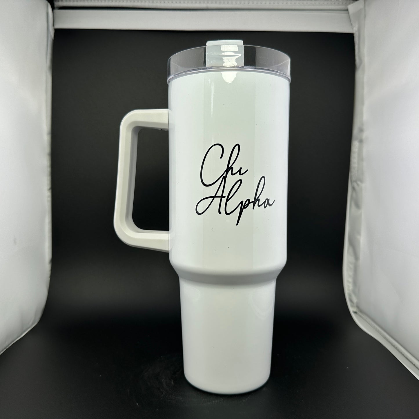 Chi Alpha Script 40oz Traveler Tumbler