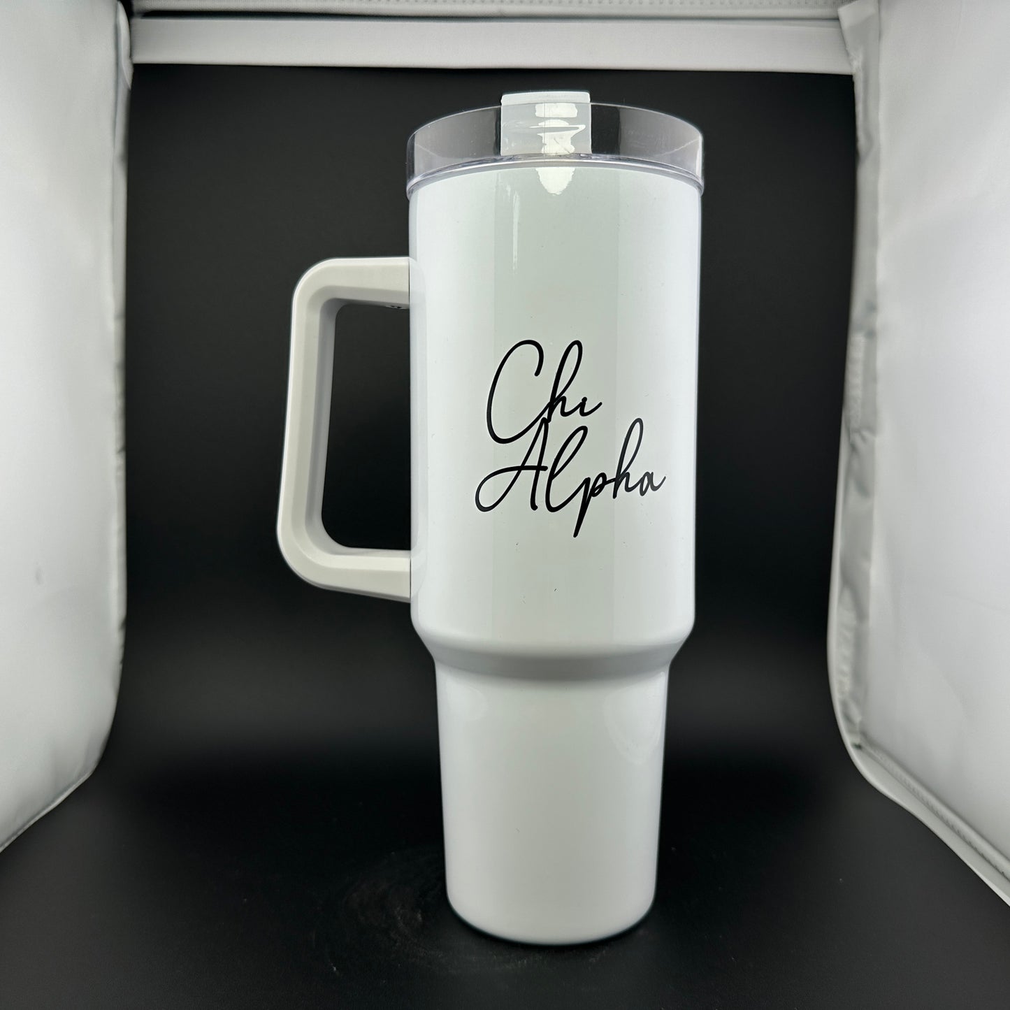 Chi Alpha Script 40oz Traveler Tumbler